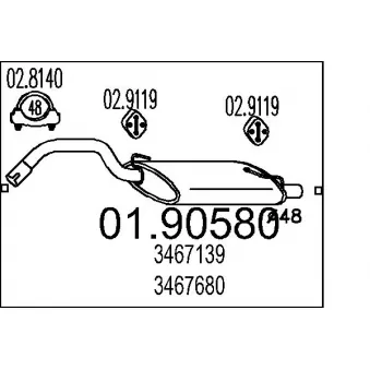 Silencieux arrière MTS OEM 3467139