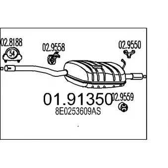 MTS 01.91350 - Silencieux arrière