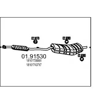 Silencieux arrière MTS 01.91530 pour BMW Série 3 318 is - 140cv