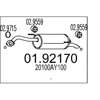 Silencieux arrière MTS 01.92170 pour NISSAN MICRA 1.2 16V - 65cv