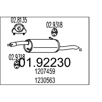 Silencieux arrière MTS 01.92230 pour FORD FUSION 1.4 - 80cv