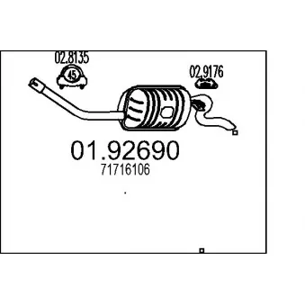 Silencieux arrière MTS 01.92690 pour MAZDA 323 90 1.6 - 88cv