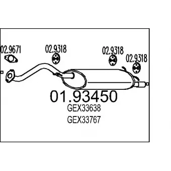Silencieux arrière MTS 01.93450 pour ALFA ROMEO RZ 1.6 16V - 109cv