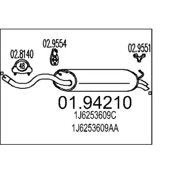 Silencieux arrière MTS 01.94210 pour SEAT LEON 1.6 16V - 105cv
