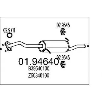 Silencieux arrière MTS 01.94640 pour MAZDA 323 1.5 16V - 88cv