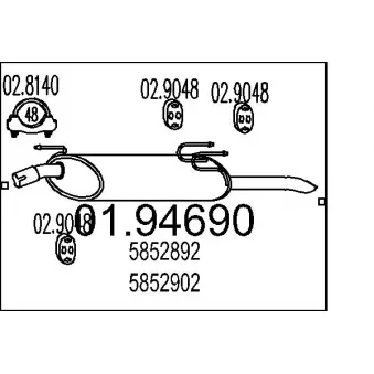 Silencieux arrière MTS 01.94690 pour OPEL ASTRA 1.6 i 16V - 101cv