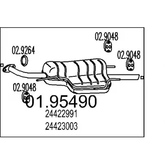 Silencieux arrière MTS 01.95490 pour OPEL ASTRA 1.7 DTI 16V - 75cv