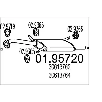 Silencieux arrière MTS 01.95720 pour VOLVO S40 1.9 TD - 90cv