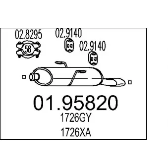 Silencieux arrière MTS 01.95820 pour CITROEN BERLINGO 1.6 BiFuel - 109cv