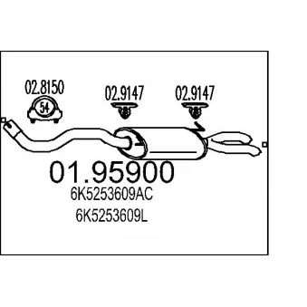 Silencieux arrière MTS 01.95900 pour SEAT CORDOBA 1.9 TDI - 90cv