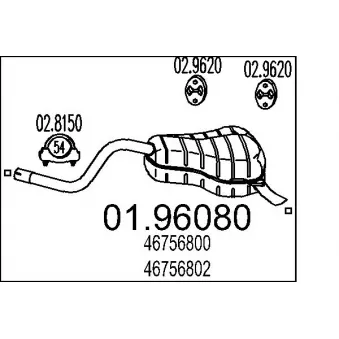 Silencieux arrière MTS 01.96080 pour FIAT PUNTO 1.9 JTD - 86cv