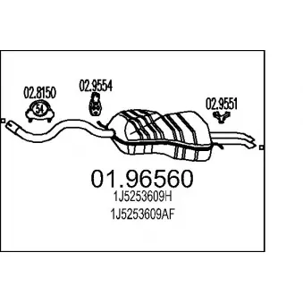Silencieux arrière MTS 01.96560 pour VOLKSWAGEN BORA 2.0 - 115cv