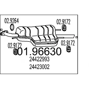 Silencieux arrière MTS 01.96630 pour OPEL ASTRA 1.4 16V - 90cv