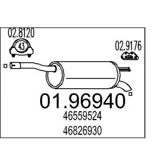 Silencieux arrière MTS 01.96940 pour FIAT DOBLO 1.2 - 65cv