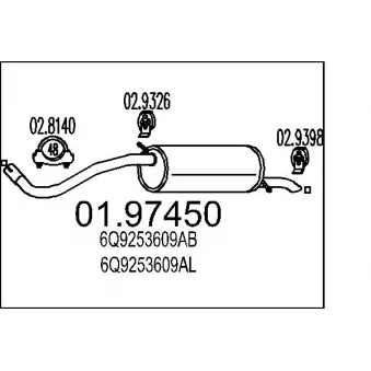 Silencieux arrière MTS 01.97450 pour VOLKSWAGEN POLO 1.4 - 75cv