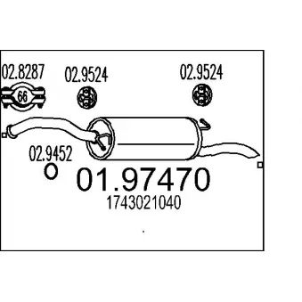 Silencieux arrière MTS 01.97470 pour TOYOTA YARIS 1.3 VVTi - 86cv