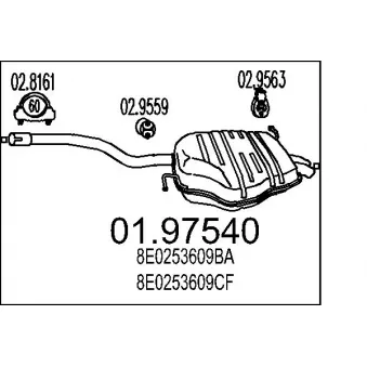 Silencieux arrière MTS 01.97540 pour FORD TRANSIT 1.9 TDI - 130cv