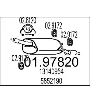 Silencieux arrière MTS 01.97820 pour OPEL CORSA 1.0 - 60cv