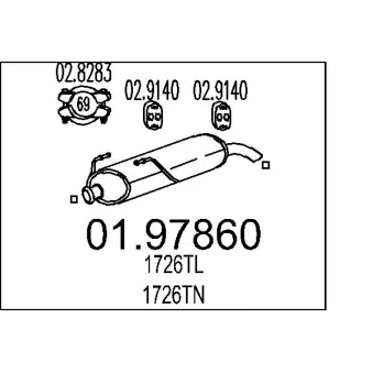 Silencieux arrière MTS 01.97860 pour PEUGEOT 206 1.4 - 75cv