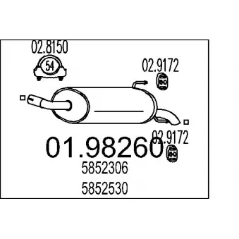 Silencieux arrière MTS 01.98260 pour OPEL ASTRA 1.7 CDTI - 110cv