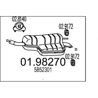 Silencieux arrière MTS 01.98270 pour OPEL ASTRA 1.6 - 116cv