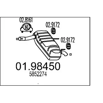Silencieux arrière MTS 01.98450 pour OPEL VECTRA 1.9 CDTI - 100cv