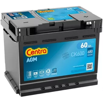Batterie de démarrage CENTRA CK600 pour VOLKSWAGEN CADDY 1.6 BiFuel - 102cv