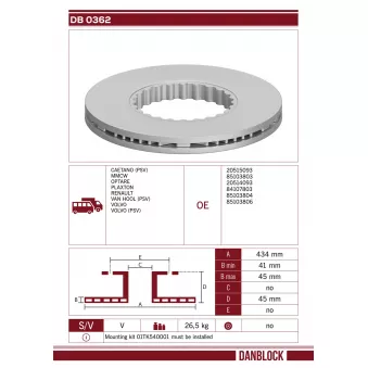 DANBLOCK DB 0362 - Jeu de 2 disques de frein avant