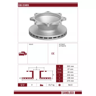 DANBLOCK DB 0365 - Jeu de 2 disques de frein avant