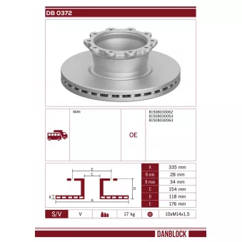 DANBLOCK DB 0372 - Jeu de 2 disques de frein avant