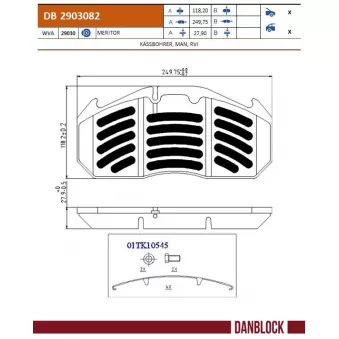 Jeu de 4 plaquettes de frein DANBLOCK OEM 5001854341