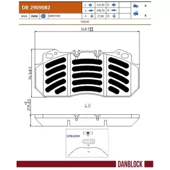 DANBLOCK DB 2909082 - Jeu de 4 plaquettes de frein avant
