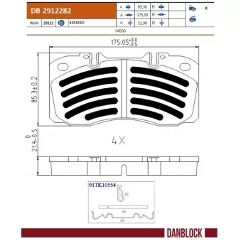 Jeu de 4 plaquettes de frein avant DANBLOCK OEM D1060LC44A
