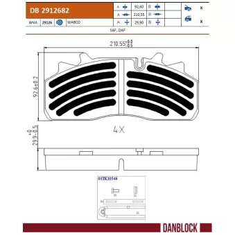 Jeu de 4 plaquettes de frein DANBLOCK OEM 1628064