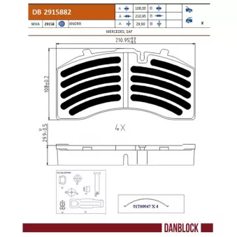 DANBLOCK DB 2915882 - Jeu de 4 plaquettes de frein avant