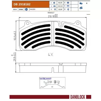 Jeu de 4 plaquettes de frein DANBLOCK OEM 5010598372