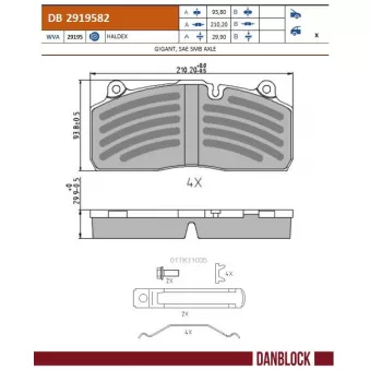 Jeu de 4 plaquettes de frein DANBLOCK OEM S30674