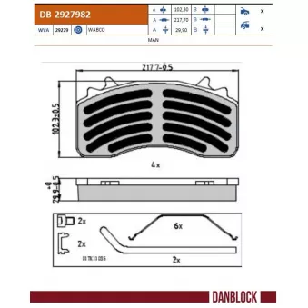 DANBLOCK DB 2927982 - Jeu de 4 plaquettes de frein