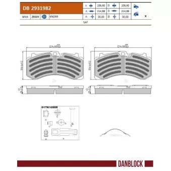 Jeu de 4 plaquettes de frein avant DANBLOCK OEM 3080008700