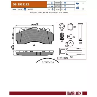 DANBLOCK DB 2933182 - Jeu de 4 plaquettes de frein