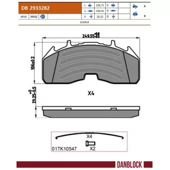 Jeu de 4 plaquettes de frein DANBLOCK OEM 81508206066