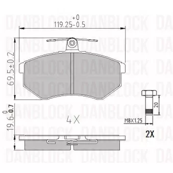 DANBLOCK DB 510030 - Jeu de 4 plaquettes de frein avant