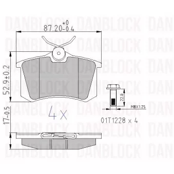 DANBLOCK DB 510070 - Jeu de 4 plaquettes de frein avant