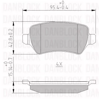 Jeu de 4 plaquettes de frein avant DANBLOCK [DB 510239]
