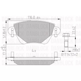 DANBLOCK DB 510372 - Jeu de 4 plaquettes de frein avant