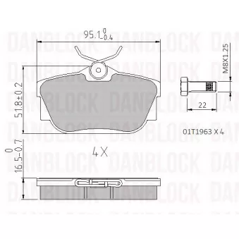 DANBLOCK DB 510396 - Jeu de 4 plaquettes de frein avant