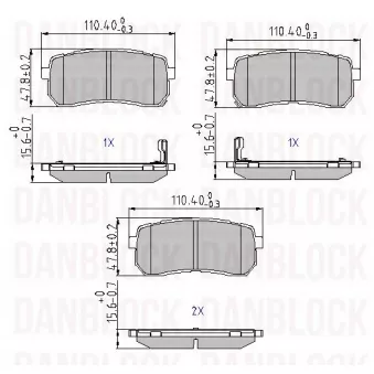 DANBLOCK DB 510585 - Jeu de 4 plaquettes de frein avant