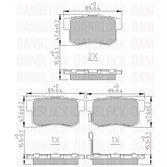 DANBLOCK DB 510601 - Jeu de 4 plaquettes de frein avant