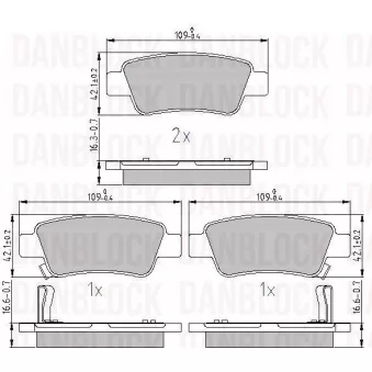 DANBLOCK DB 510855 - Jeu de 4 plaquettes de frein avant