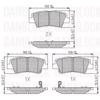 DANBLOCK DB 510870 - Jeu de 4 plaquettes de frein avant